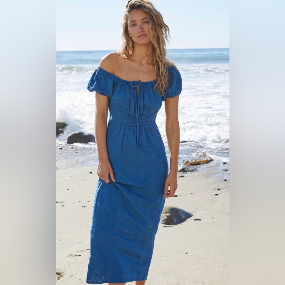 Free People  Blue Holiday Me Dress size Large